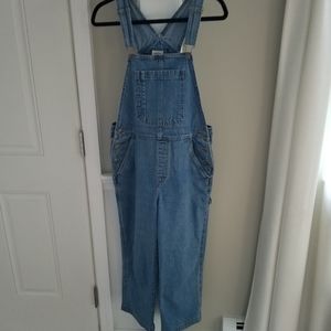 VINTAGE LADIES CHEROKEE DENIM BIB CROPPED OVERALLS SZ S 1990s